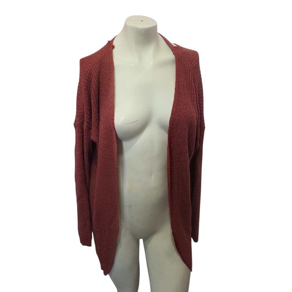 Dreamers XL Rust Open Front Cardigan Caged Criss Cross Back Boho Knit Sweater